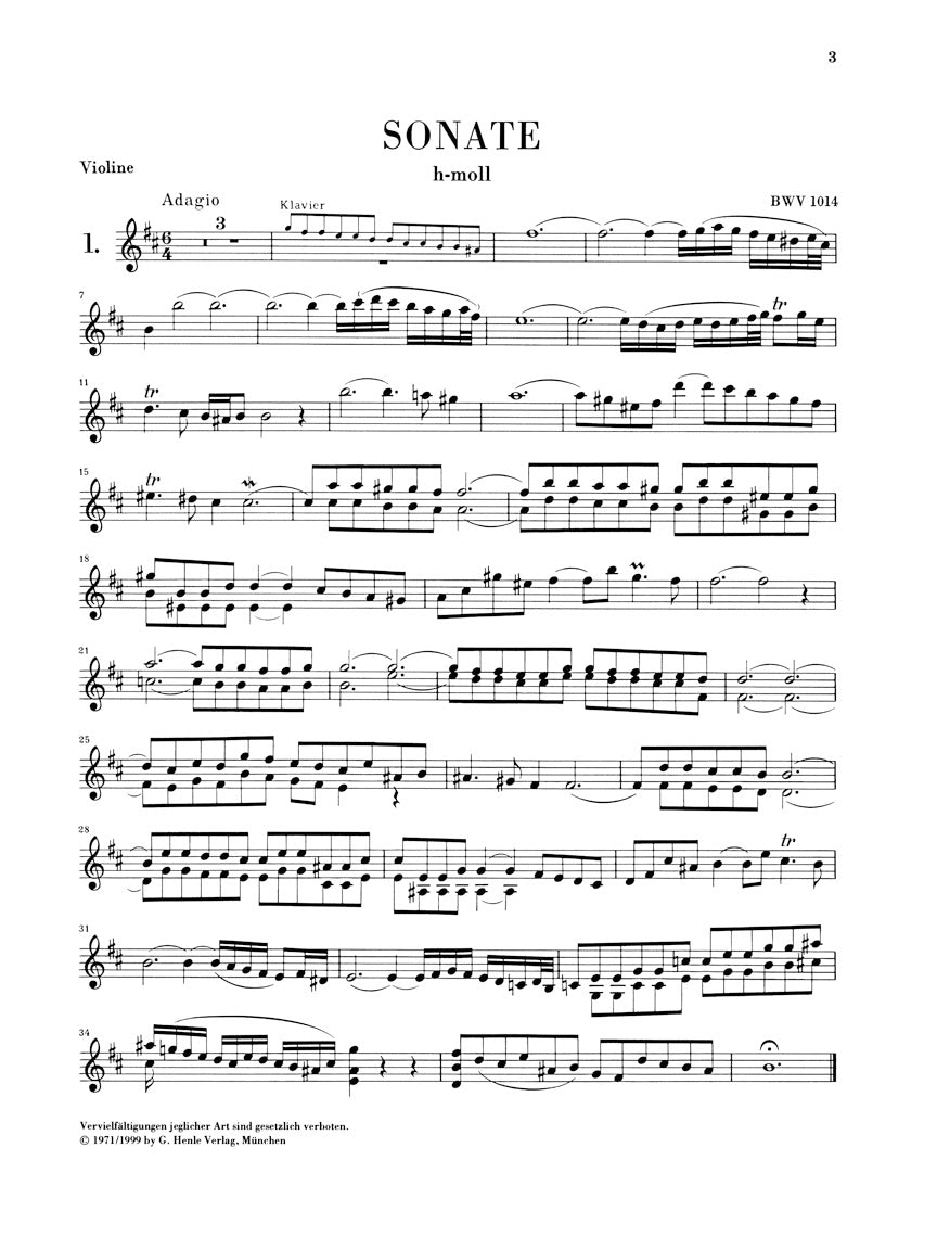 バッハ：6つのヴァイオリンとピアノ（チェンバロ）のためのソナタ BWV1014–1019