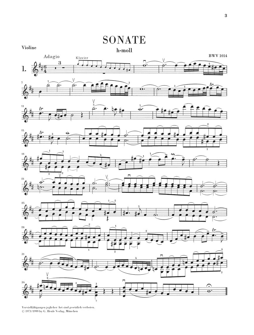 バッハ：6つのヴァイオリンとピアノ（チェンバロ）のためのソナタ BWV1014–1019