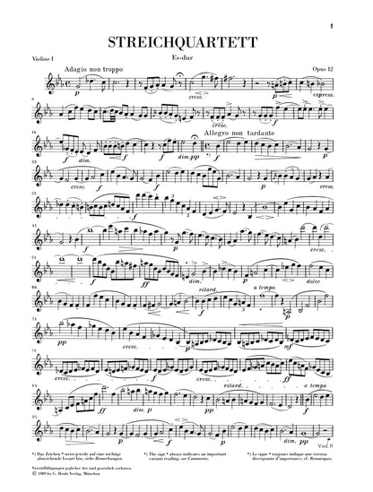 メンデルスゾーン：弦楽四重奏曲集 Op.12 & 13