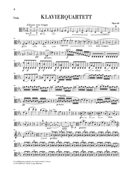 ブラームス：ピアノ四重奏曲 第3番 ハ短調 op. 60
