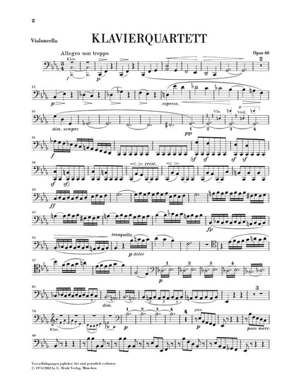ブラームス：ピアノ四重奏曲 第3番 ハ短調 op. 60
