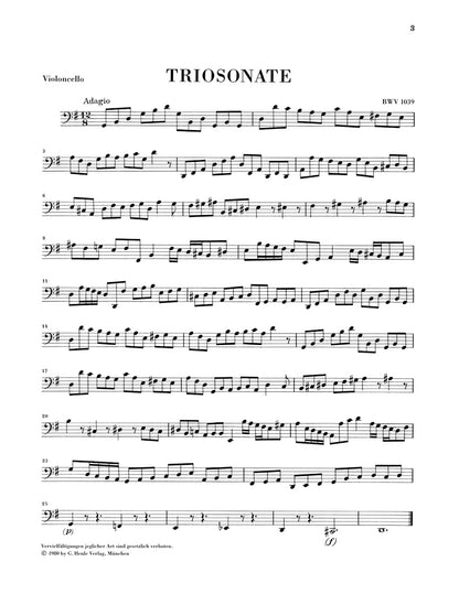 バッハ：トリオ・ソナタ ト長調 BWV 1039（2本のフルートと通奏低音、2本のヴァイオリン版付き）