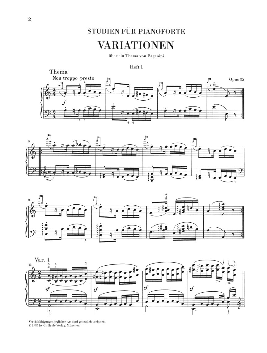 ブラームス：パガニーニの主題による変奏曲 op. 35
