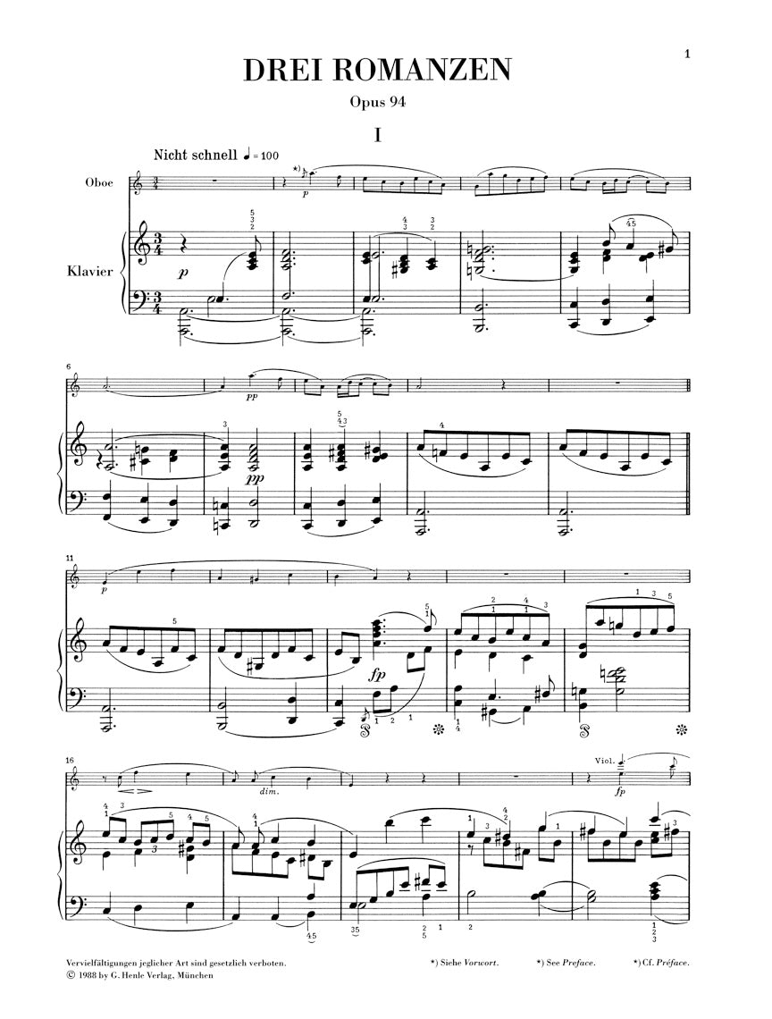 シューマン：3つのロマンス op. 94
