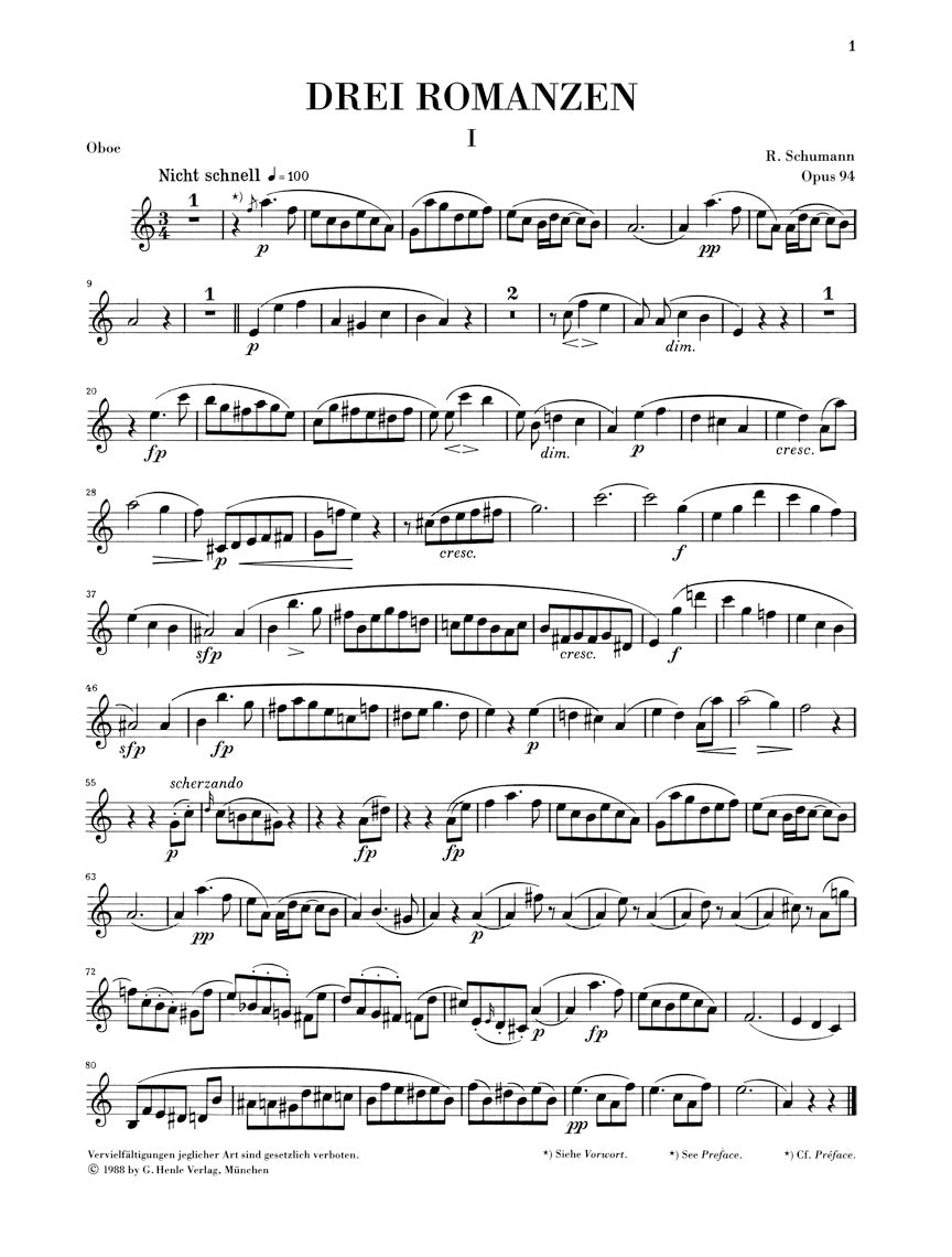シューマン：3つのロマンス op. 94