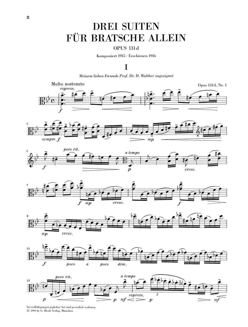 レーガー：3つの組曲 op. 131d