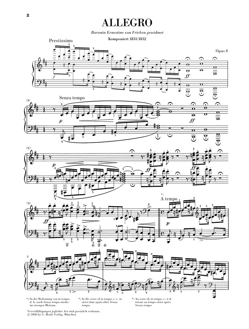 シューマン：アレグロ ロ短調 op. 8