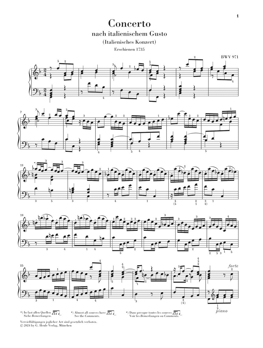 バッハ：イタリア協奏曲