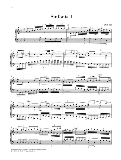 バッハ：シンフォニア（三声のインヴェンション） BWV 787 - 801