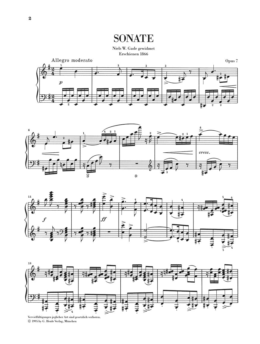 グリーグ：ピアノ・ソナタ ホ短調 op. 7