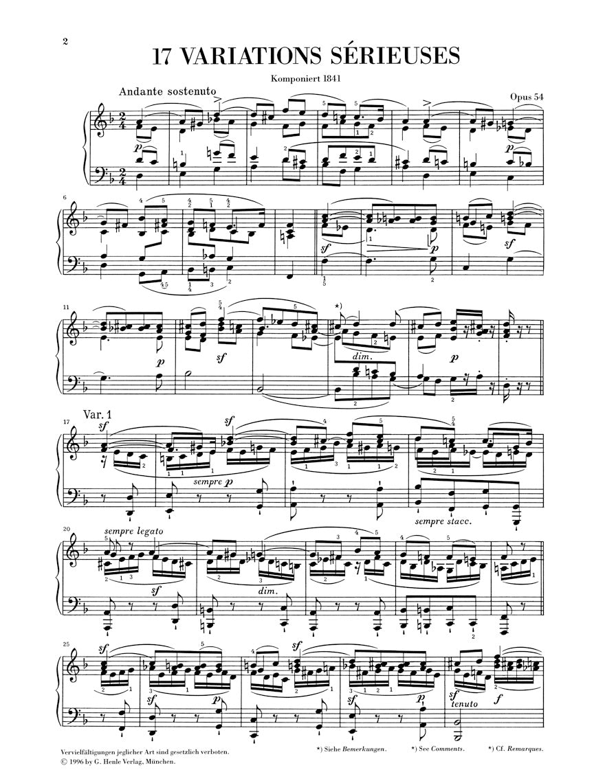 メンデルスゾーン：厳格なる変奏曲 op. 54