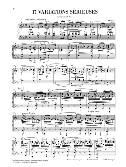 メンデルスゾーン：厳格なる変奏曲 op. 54