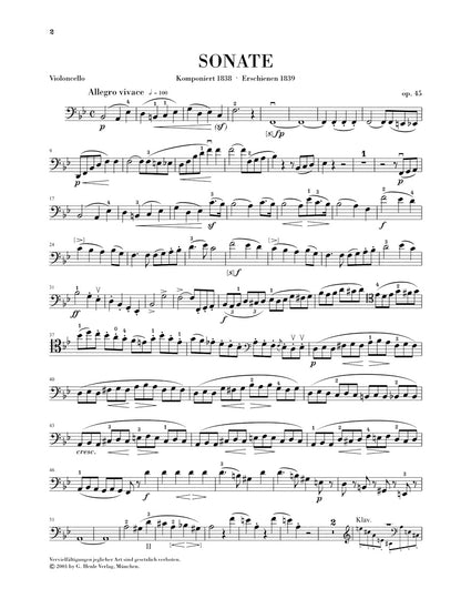 メンデルスゾーン：チェロ・ソナタ 変ロ長調 op. 45