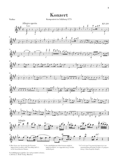 モーツァルト：ヴァイオリン協奏曲 第5番 イ長調 KV 219