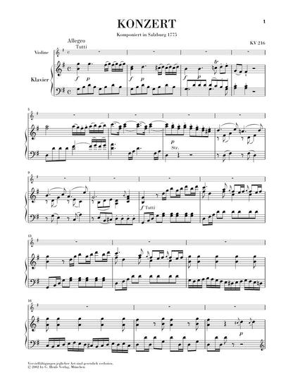 モーツァルト：ヴァイオリン協奏曲 第3番 ト長調 KV 216