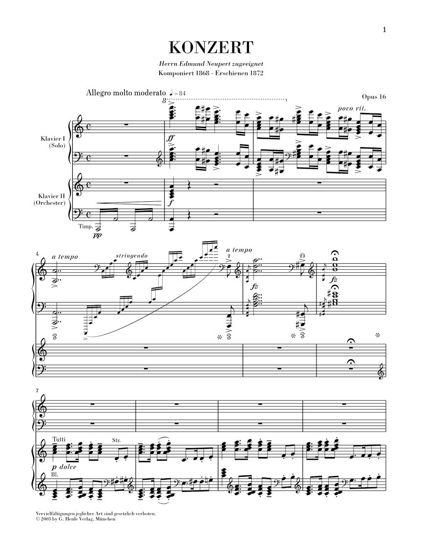 グリーグ：ピアノ協奏曲 イ短調 op. 16