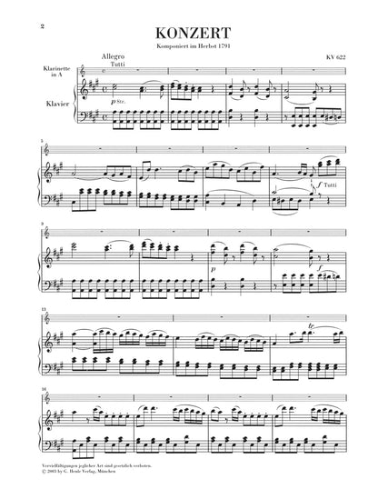 モーツァルト：クラリネット協奏曲 イ長調 KV 622