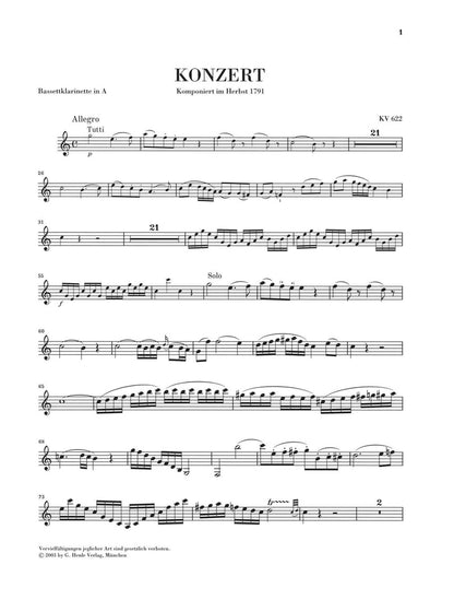 モーツァルト：クラリネット協奏曲 イ長調 KV 622