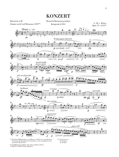 ウェーバー：クラリネット協奏曲 第1番 ヘ短調 op. 73