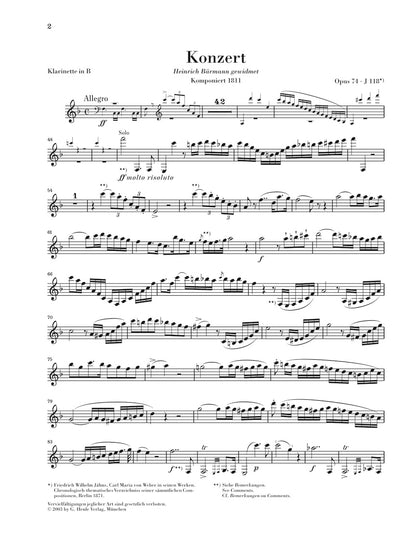 ウェーバー：クラリネット協奏曲 第2番 変ホ長調 op. 74