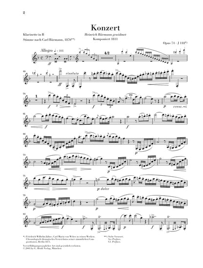 ウェーバー：クラリネット協奏曲 第2番 変ホ長調 op. 74