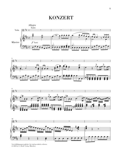 ホフマイスター：ヴィオラ協奏曲 二長調