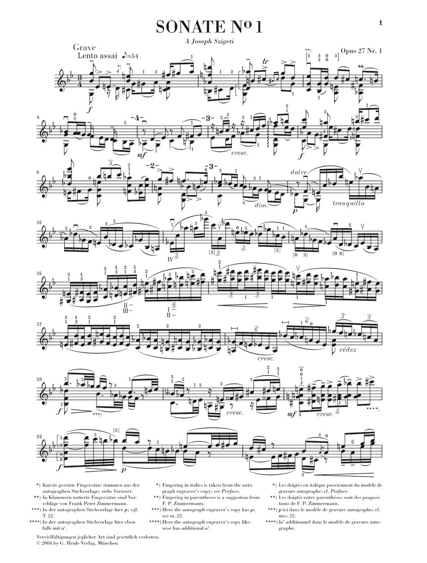 イザイ：6つの無伴奏ヴァイオリン・ソナタ集 op. 27