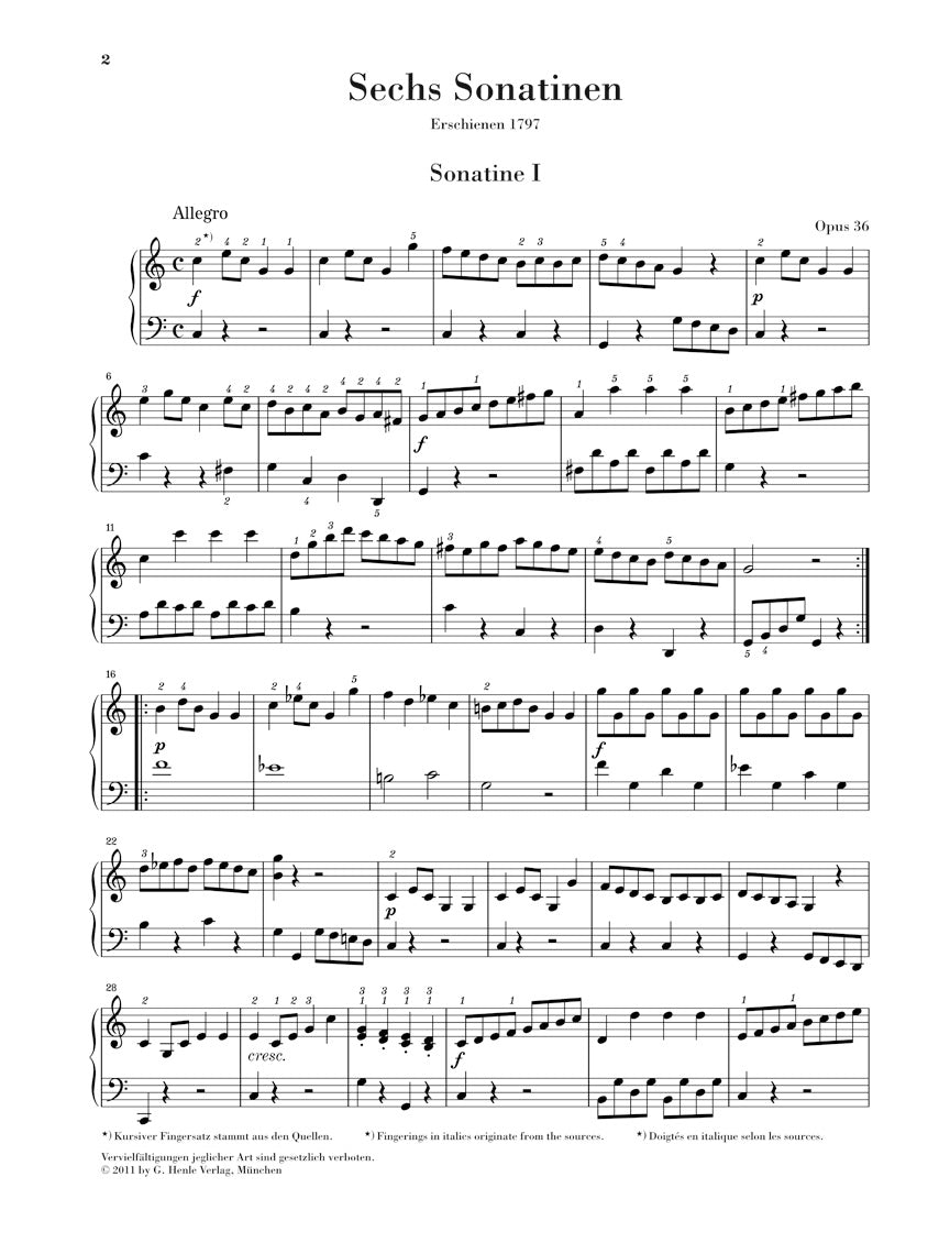 クレメンティ：6つのソナチネ op. 36