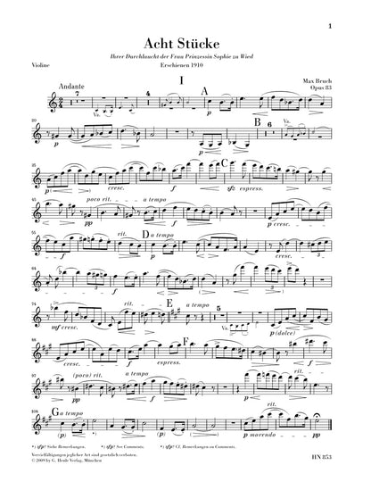 ブルッフ：8つの小品 op. 83