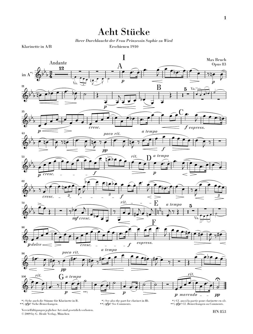 ブルッフ：8つの小品 op. 83