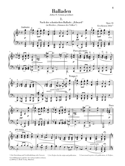 ブラームス：バラード op. 10
