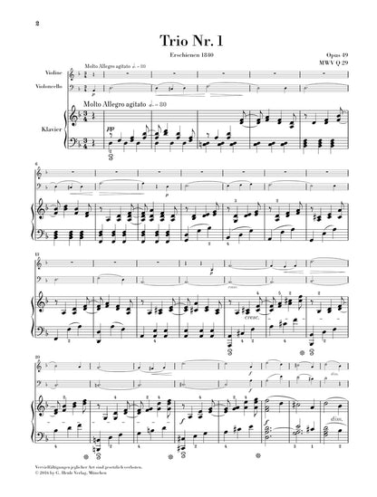 メンデルスゾーン：ピアノ三重奏曲 第1番 op. 49 , 第2番 op. 66