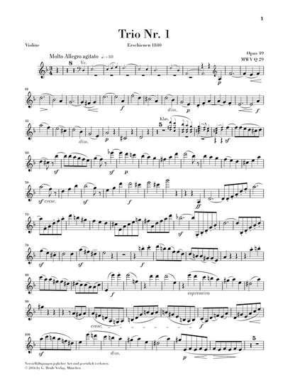 メンデルスゾーン：ピアノ三重奏曲 第1番 op. 49 , 第2番 op. 66