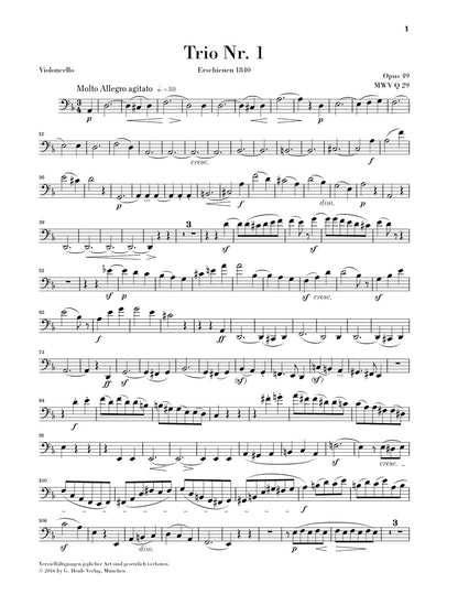 メンデルスゾーン：ピアノ三重奏曲 第1番 op. 49 , 第2番 op. 66