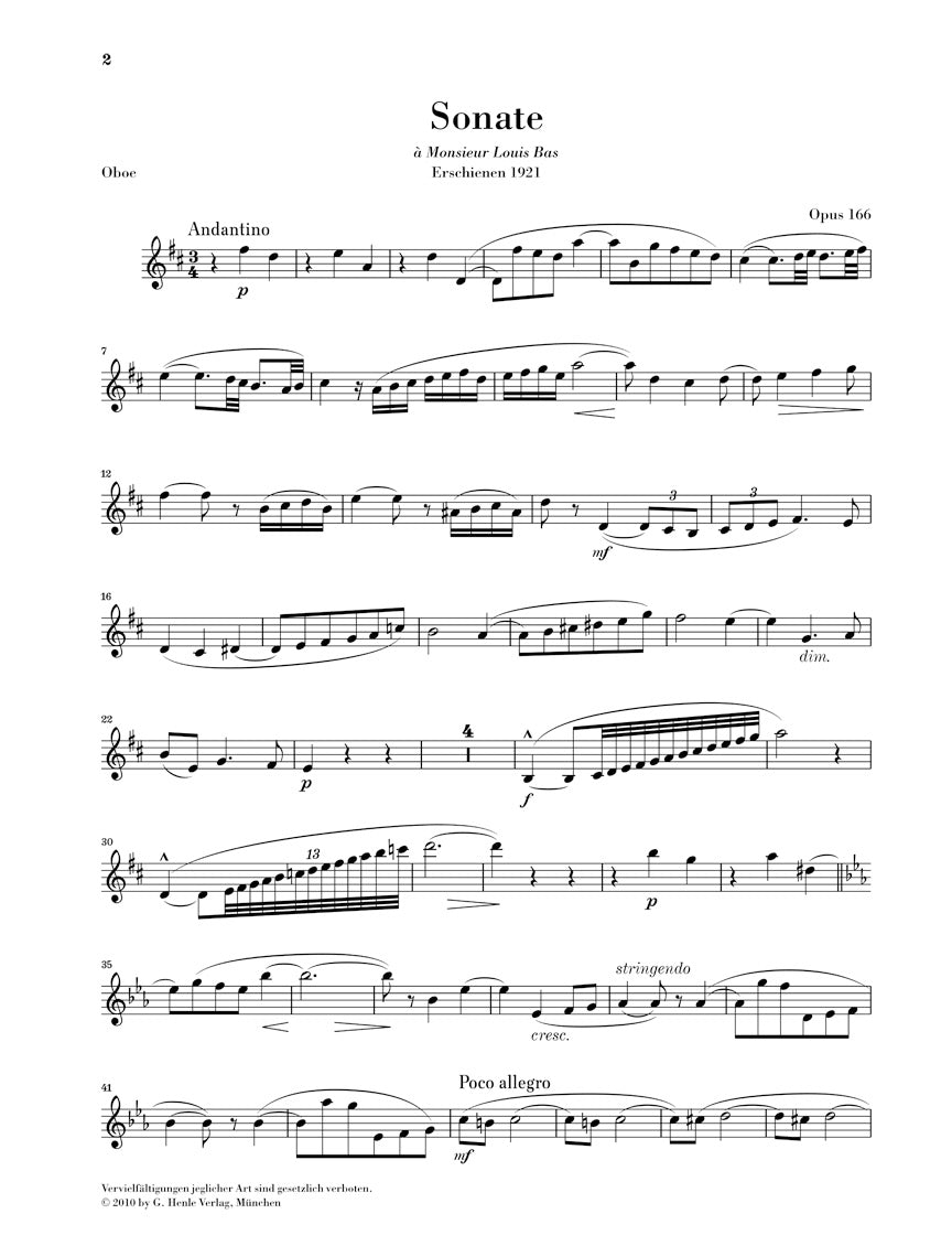 サン＝サーンス：オーボエ・ソナタ op. 166