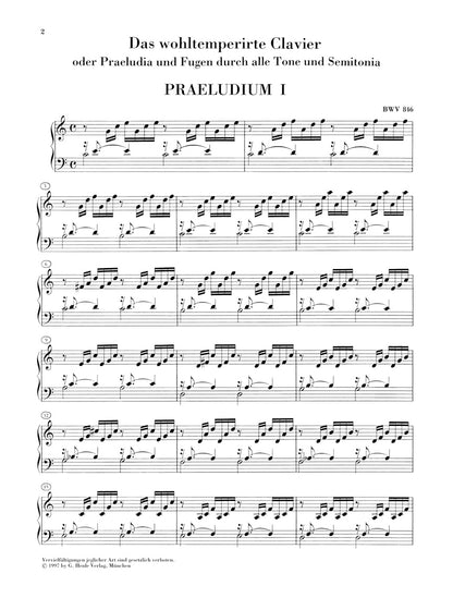 バッハ：平均律クラヴィーア曲集 第1巻 BWV 846 - 869（運指なし）