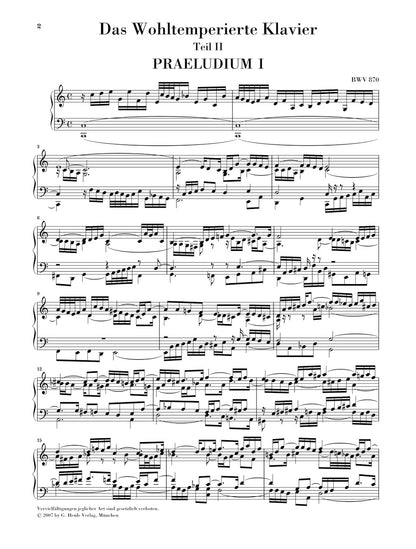 バッハ：平均律クラヴィーア曲集 第2巻 BWV 870 - 893（運指なし）