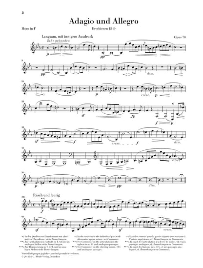 シューマン：アダージョとアレグロ op. 70
