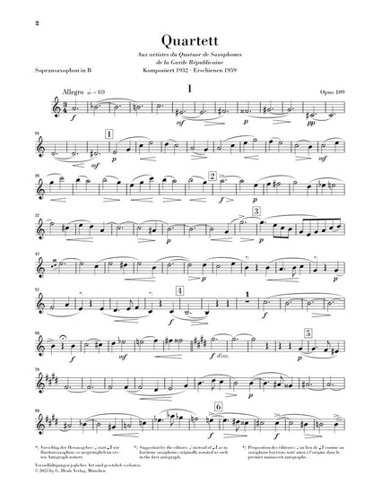 グラズノフ：サクソフォン四重奏曲 変ロ長調 op.109