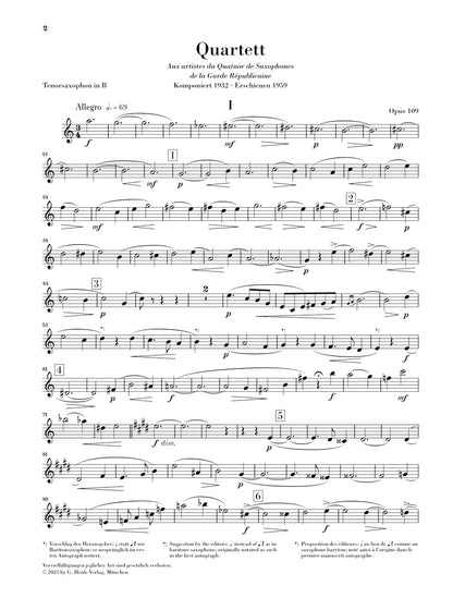 グラズノフ：サクソフォン四重奏曲 変ロ長調 op.109