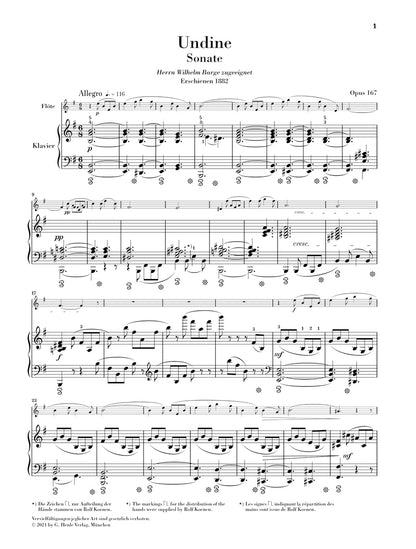 ライネッケ：フルート・ソナタ op. 167 「ウンディーネ（水の精）」