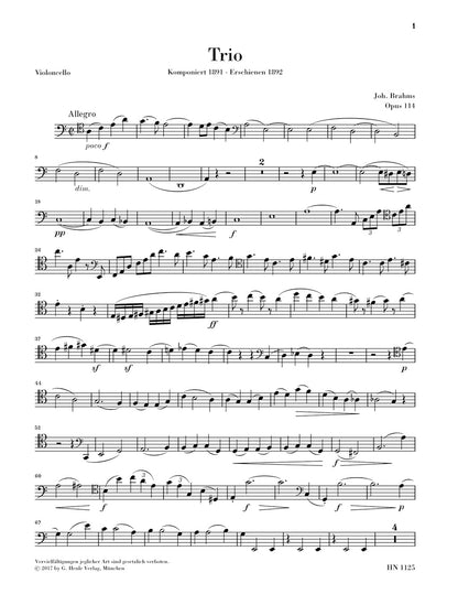 ブラームス：クラリネット三重奏曲 イ短調 op. 114