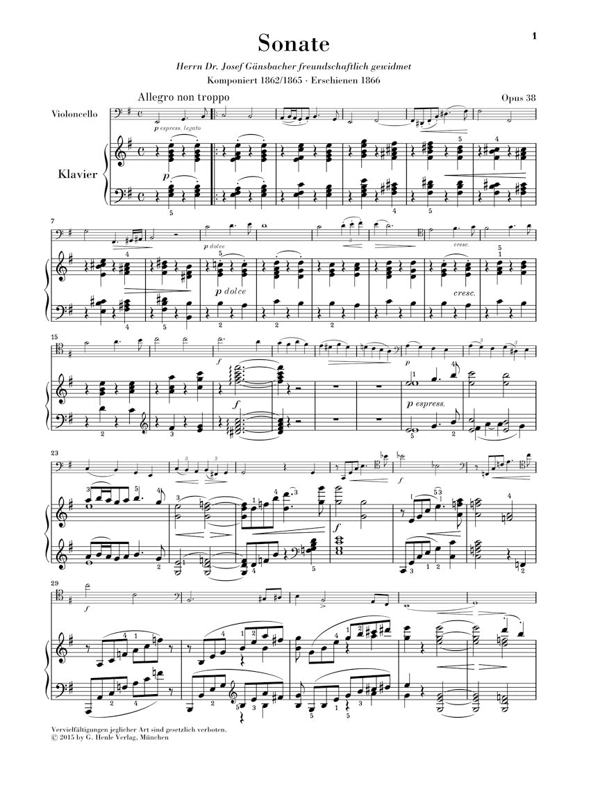 チェロ／ブラームス：チェロ・ソナタ 第1番 ホ短調 op. 38 – BREMEN
