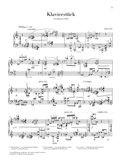 シェーンベルク：ピアノ曲 op. 33a, 33b