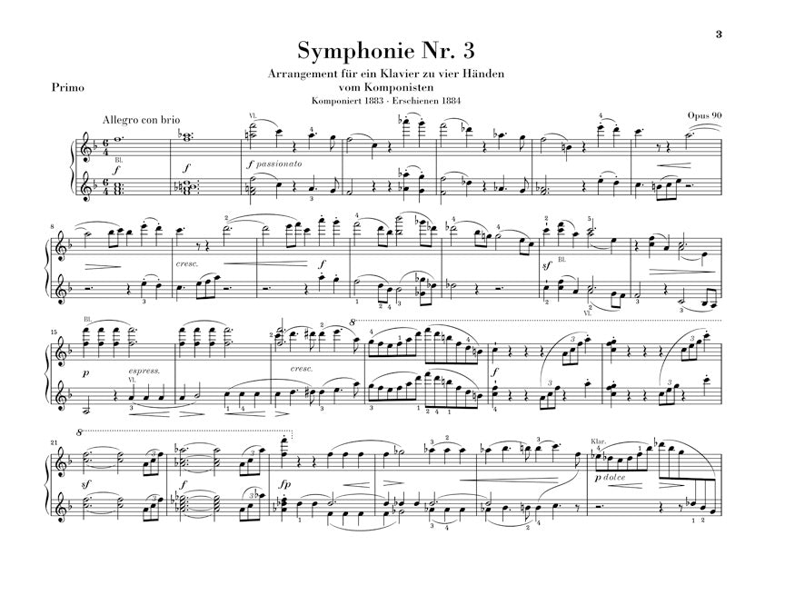 ブラームス：交響曲 第3番 へ長調 op. 90、第4番 ホ短調 op. 98