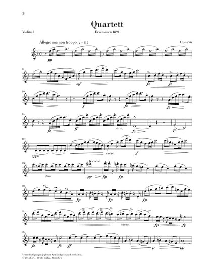 ドヴォルザーク：弦楽四重奏曲 第12番 ヘ長調 op. 96 「アメリカ」