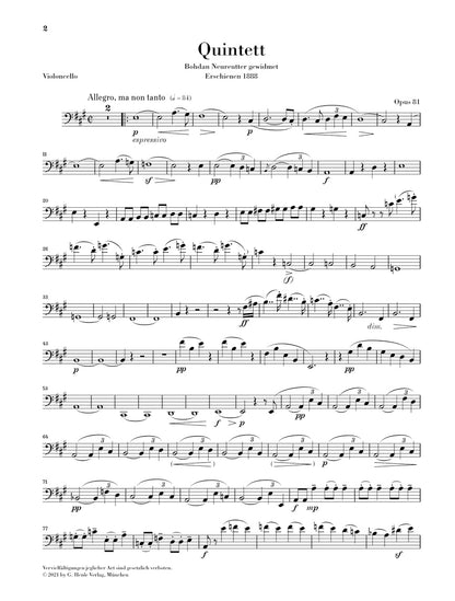 ドヴォルザーク：ピアノ五重奏曲 イ長調 op. 81