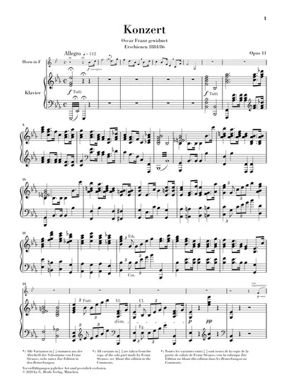 シュトラウス：ホルン協奏曲 第1番 変ホ長調 op. 11