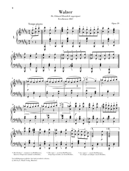 ブラームス：ワルツ集 op. 39
