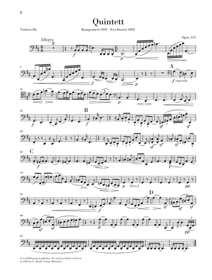 ブラームス：クラリネット五重奏曲 ロ短調 op. 115（新ブラームス全集版）